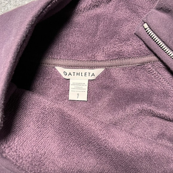 Athleta Size Small Athleisure Zipper Stretch Outdoor Sweater Purple Long Sleeve - Picture 4 of 11
